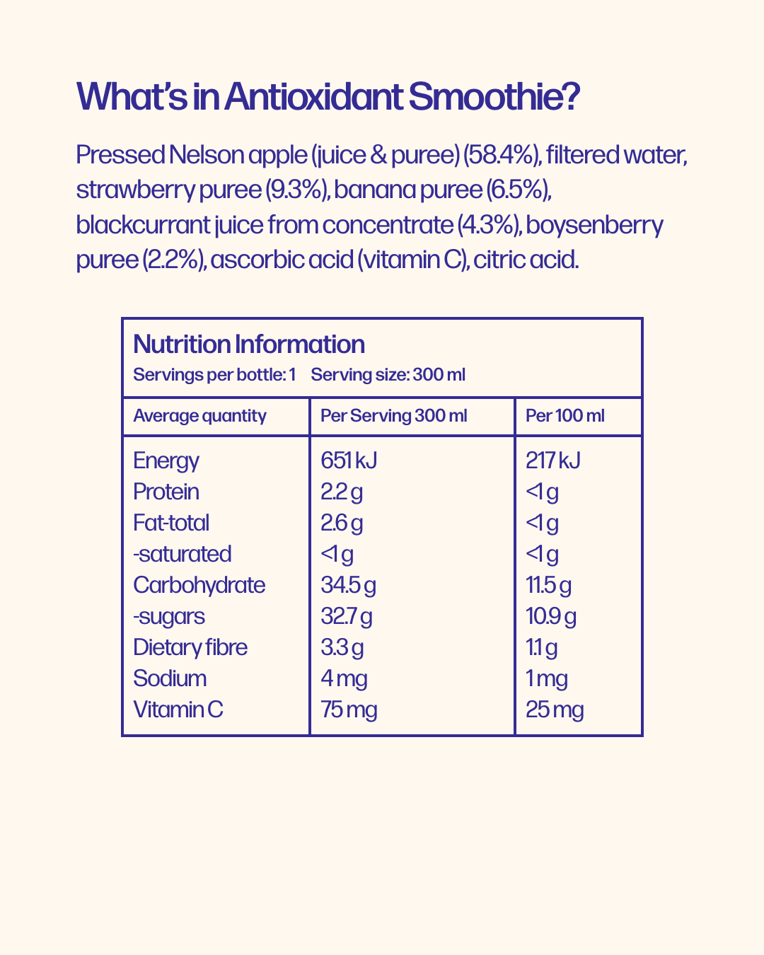 Antioxidant Berry Smoothie 300ml x12 Pack